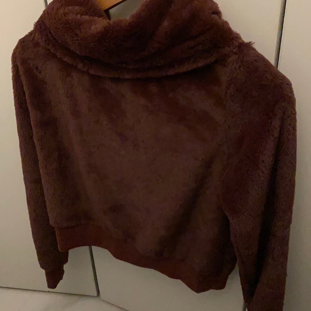 Fluffy burgundy sweater